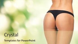  Presentation with black female - Slide set having thong - picture of female legs background and a blonde colored foreground