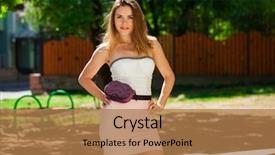  Presentation with pink white - Colorful presentation enhanced with thong - street fashion closeup portrait backdrop and a coral colored foreground