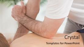  Presentation with doctor patient relations - Slides featuring thoracic - doctor massaging his back background and a coral colored foreground