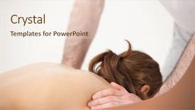  Presentation with doctor - PPT layouts having thoracic - doctor massaging the shoulders background and a sky blue colored foreground