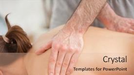  Presentation with room - Cool new presentation theme with thoracic - woman lying on the belly backdrop and a coral colored foreground