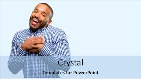 Presentation with sympathy - Cool new slides with beard having charming smile hold backdrop and a light blue colored foreground