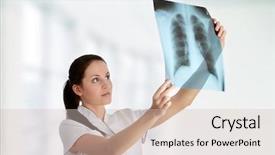  Presentation with xray - Amazing slide set having lung xray - female doctor looking backdrop and a soft green colored foreground