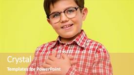  Presentation with sympathy - Theme featuring handsome toddler child with green background and a coral colored foreground