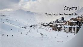  Presentation with people - Presentation having thorens ski resort in les background and a light gray colored foreground