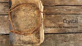  Presentation with old bible - Theme having thorns and bible on old background and a coral colored foreground
