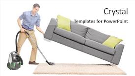  Presentation with cheerful - Audience pleasing presentation theme consisting of thorough - cheerful young man lifting backdrop and a white colored foreground