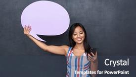  Presentation with microwave imaging image of modern - Presentation having thought bubble and smartphone standing background and a tawny brown colored foreground