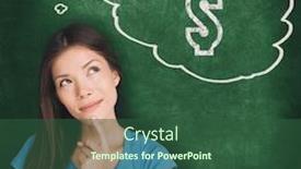  Presentation with dollar sign - Colorful presentation theme enhanced with thought-bubble-dollar-sign-drawing backdrop and a ocean colored foreground