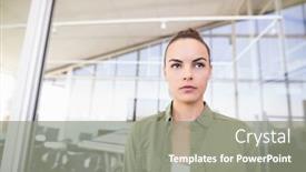  Presentation with thought - Audience pleasing slide deck consisting of thought businesswoman standing against glass wall in office backdrop and a gray colored foreground