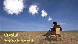  Presentation with future - Presentation theme featuring thought cloud - businessman sitting in a chair background and a tawny brown colored foreground