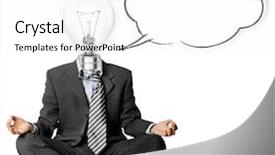  Presentation with farewell pageant speech - Cool new PPT theme with thought cloud - lamp-head businessman in lotus pose backdrop and a white colored foreground