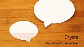  Presentation with thought - Beautiful slide deck featuring thought cloud - paper speech bubble on wood backdrop and a gold colored foreground