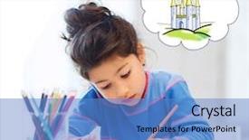  Presentation with imagination - Audience pleasing slide set consisting of thought cloud - people childhood creativity and imagination backdrop and a teal colored foreground