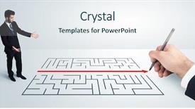  Presentation with maze - Amazing PPT layouts having thought leadership - business man looking at hand backdrop and a sky blue colored foreground