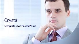  Presentation with natural gas well - Beautiful theme featuring thought leadership - portrait of positive well-dressed businessman backdrop and a sky blue colored foreground