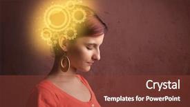  Presentation with machine - Beautiful slide set featuring thought process - clever girl thinking backdrop and a tawny brown colored foreground