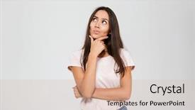  Presentation with copy space - PPT theme enhanced with thoughtful - portrait of a pensive young background and a soft green colored foreground