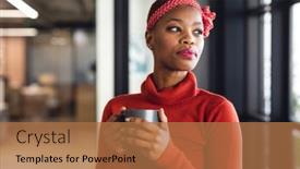  Presentation with african american business - Presentation enhanced with thoughtful-african-american-businesswoman background and a coral colored foreground