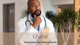  Presentation with medical clipboard - Slide set featuring thoughtful-african-american-male-doctor background and a coral colored foreground