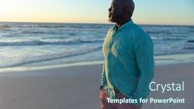  Presentation with retirement - Slide deck featuring thoughtful-bald-african-american-senior background and a  colored foreground