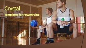  Presentation with basketball players - Beautiful theme featuring thoughtful basketball players looking away backdrop and a  colored foreground