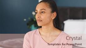  Presentation with bed - PPT theme consisting of thoughtful-biracial-woman-sitting background and a  colored foreground