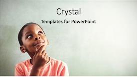  Presentation with cub boy scout oath scouts - Slides featuring thoughtful boy standing against greenboard background and a sky blue colored foreground