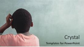  Presentation with classroom - Presentation theme with thoughtful boy standing against greenboard background and a light gray colored foreground