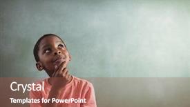  Presentation with classroom - PPT layouts consisting of thoughtful boy standing against greenboard background and a red colored foreground