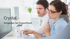  Presentation with coworkers - Amazing presentation having thoughtful business coworkers working attentively in the office backdrop and a light gray colored foreground