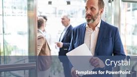  Presentation with experience - Slide deck having thoughtful-businessman-as-manager background and a  colored foreground