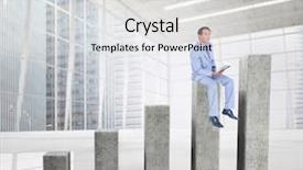  Presentation with growth chart - Presentation theme featuring thoughtful businessman holding book while background and a light gray colored foreground