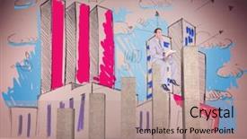  Presentation with growth chart - Presentation theme with career development man open - thoughtful businessman holding book while background and a coral colored foreground