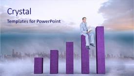  Presentation with growth chart - PPT theme featuring career development man open - thoughtful businessman holding book while background and a sky blue colored foreground