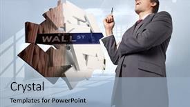  Presentation with holographic - Amazing slide set having thoughtful businessman holding pen against room with holographic cloud backdrop and a light blue colored foreground