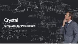  Presentation with composite - Audience pleasing presentation design consisting of thoughtful businessman looking at equation backdrop and a dark gray colored foreground