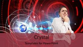  Presentation with nasa - Slide set consisting of thoughtful businessman with hand on chin against shiny red circles on black background elements of this image furnished by nasa background and a tawny brown colored foreground