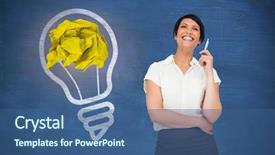  Presentation with chalkboard - Slide set featuring thoughtful businesswoman against blue chalkboard background and a ocean colored foreground