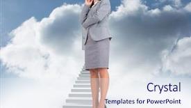  Presentation with open door - PPT layouts consisting of thoughtful businesswoman against open door background and a  colored foreground