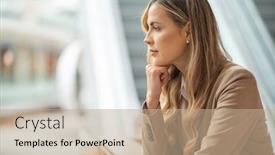  Presentation with mall - PPT layouts having thoughtful-businesswoman-in-a-thoughtful background and a coral colored foreground