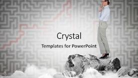  Presentation with corporate maze - Slide set featuring thoughtful businesswoman standing against grey background and a light gray colored foreground