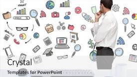  Presentation with classy - Presentation design consisting of thoughtful classy businessman looking away against desk background and a white colored foreground