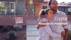  Presentation with for sale sign - Slide set having thoughtful-couple-standing-outdoors background and a coral colored foreground