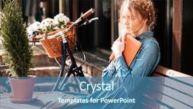  Presentation with bicycle - Colorful slides enhanced with thoughtful cute young woman with bicycle readng book and dreaming on the beanch outdoors backdrop and a ocean colored foreground