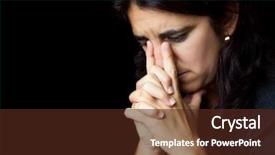  Presentation with black women - PPT theme with thoughtful expression isolated on black background and a tawny brown colored foreground