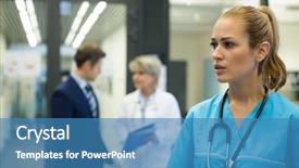  Presentation with physician - Presentation theme enhanced with thoughtful female doctor standing n background and a teal colored foreground