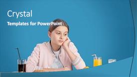  Presentation with healthy nutrition - Colorful slides enhanced with thoughtful-female-teenager-sitting backdrop and a teal colored foreground