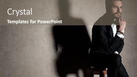  Presentation with studio - Presentation theme with thoughtful-groom-holding-his-hand background and a gray colored foreground