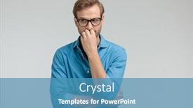  Presentation with mouth - Beautiful slides featuring thoughtful-guy-holding-hand backdrop and a teal colored foreground